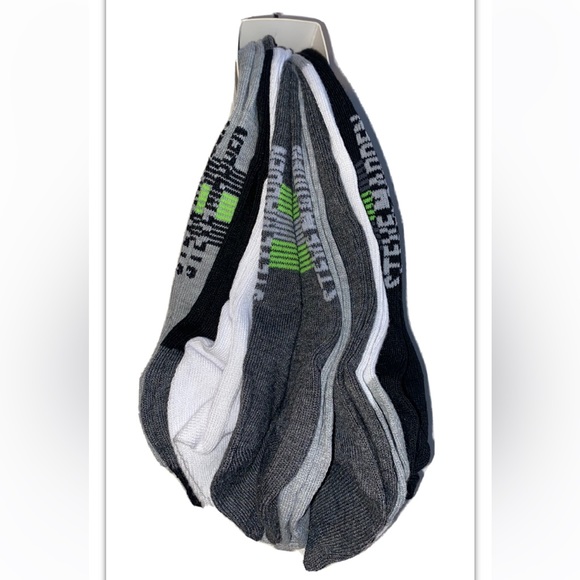 Steve Madden Low Cut Socks 8 Pair Men 6-12.5 Black White Gray w Mixed Logo NEW! - Picture 6 of 11